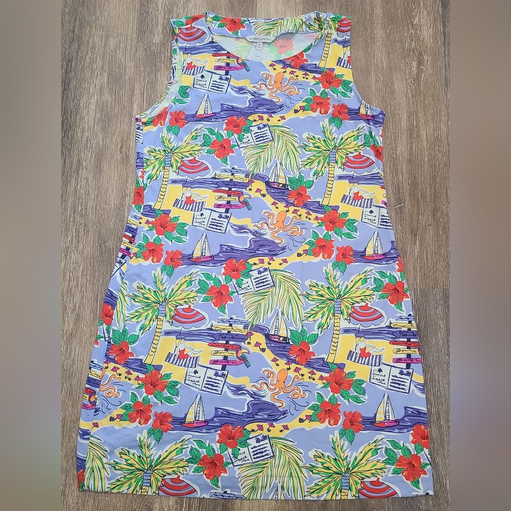 Sunset & Sweet Tea Sleeveless Shift Dress Womens Size XL